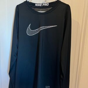 Boys Nike Pro brand black long sleeve shirt in excellent condition, size large